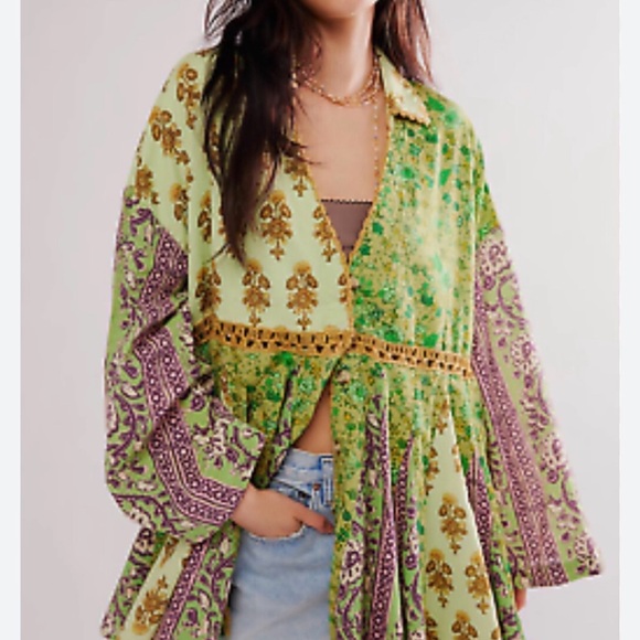 Free People Dresses & Skirts - Free People green patterned mini dress